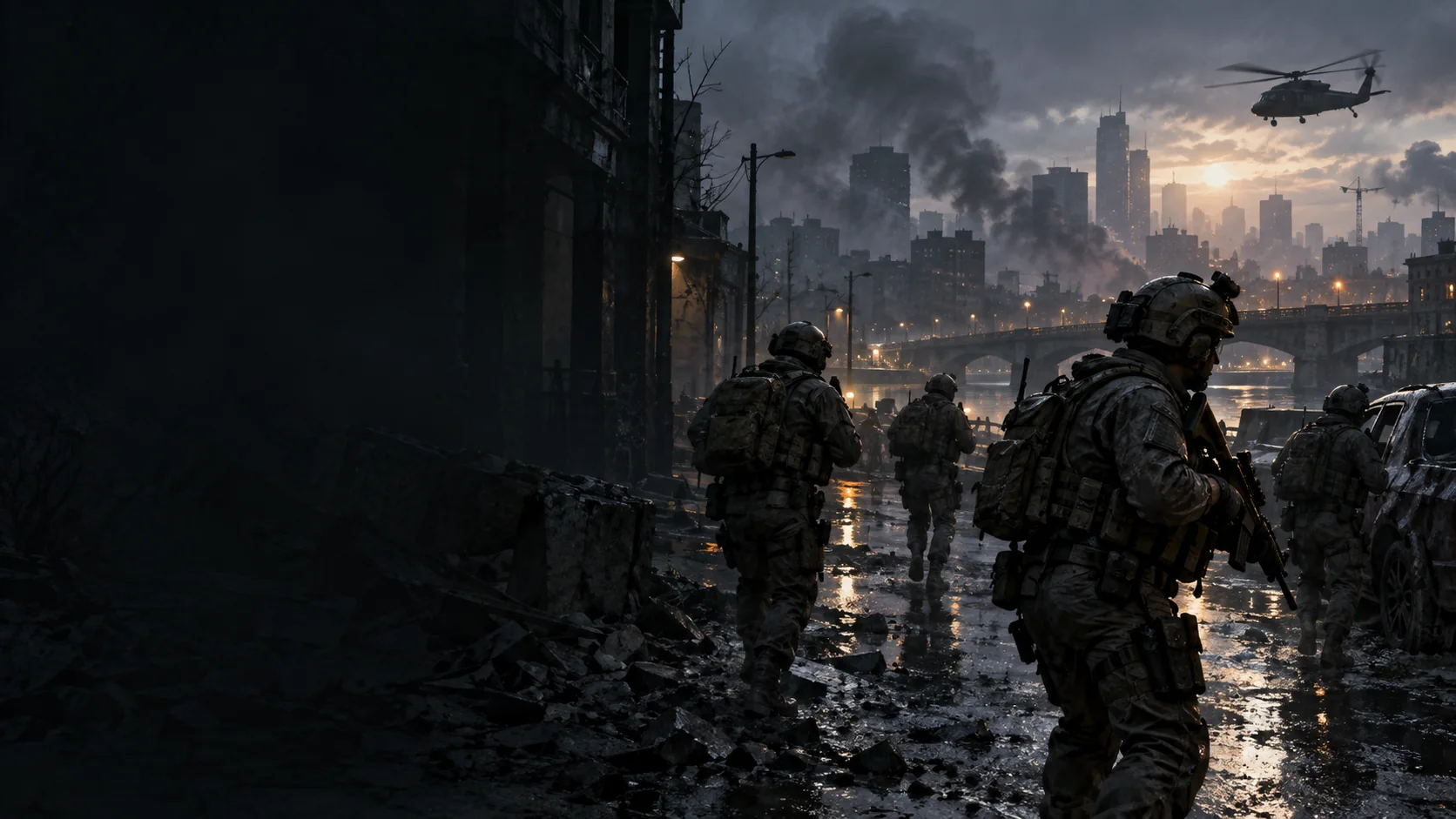 Atmospheric AI editorial artwork for Call of Duty: Modern Warfare 4