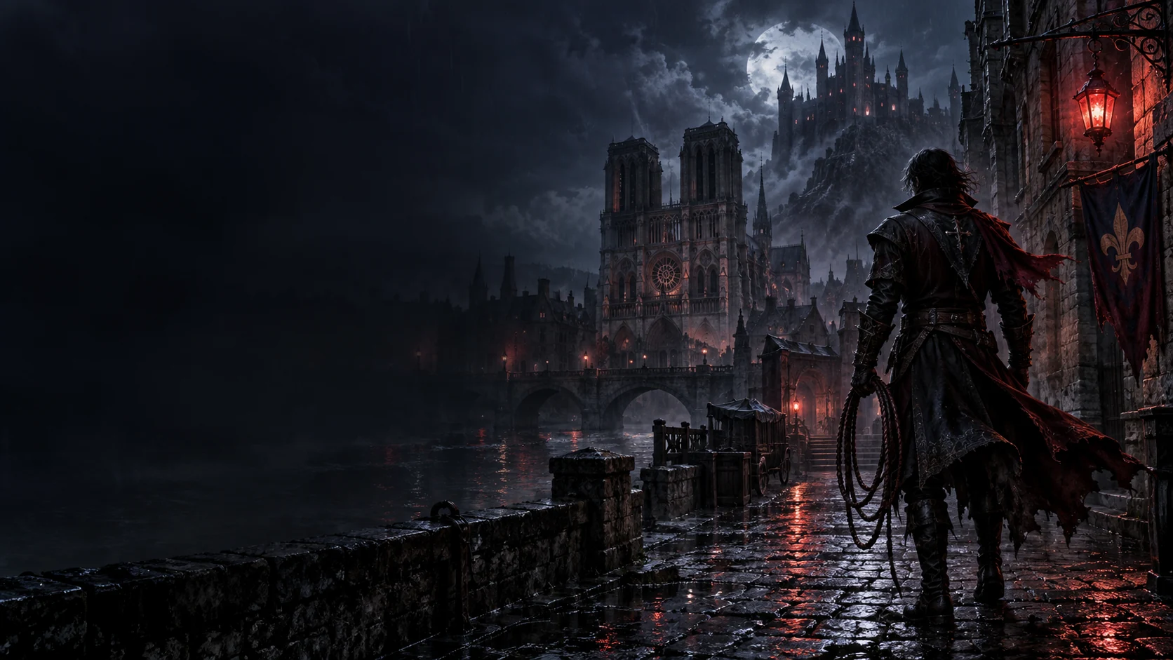 Atmospheric AI editorial artwork for Castlevania: Belmont's Curse