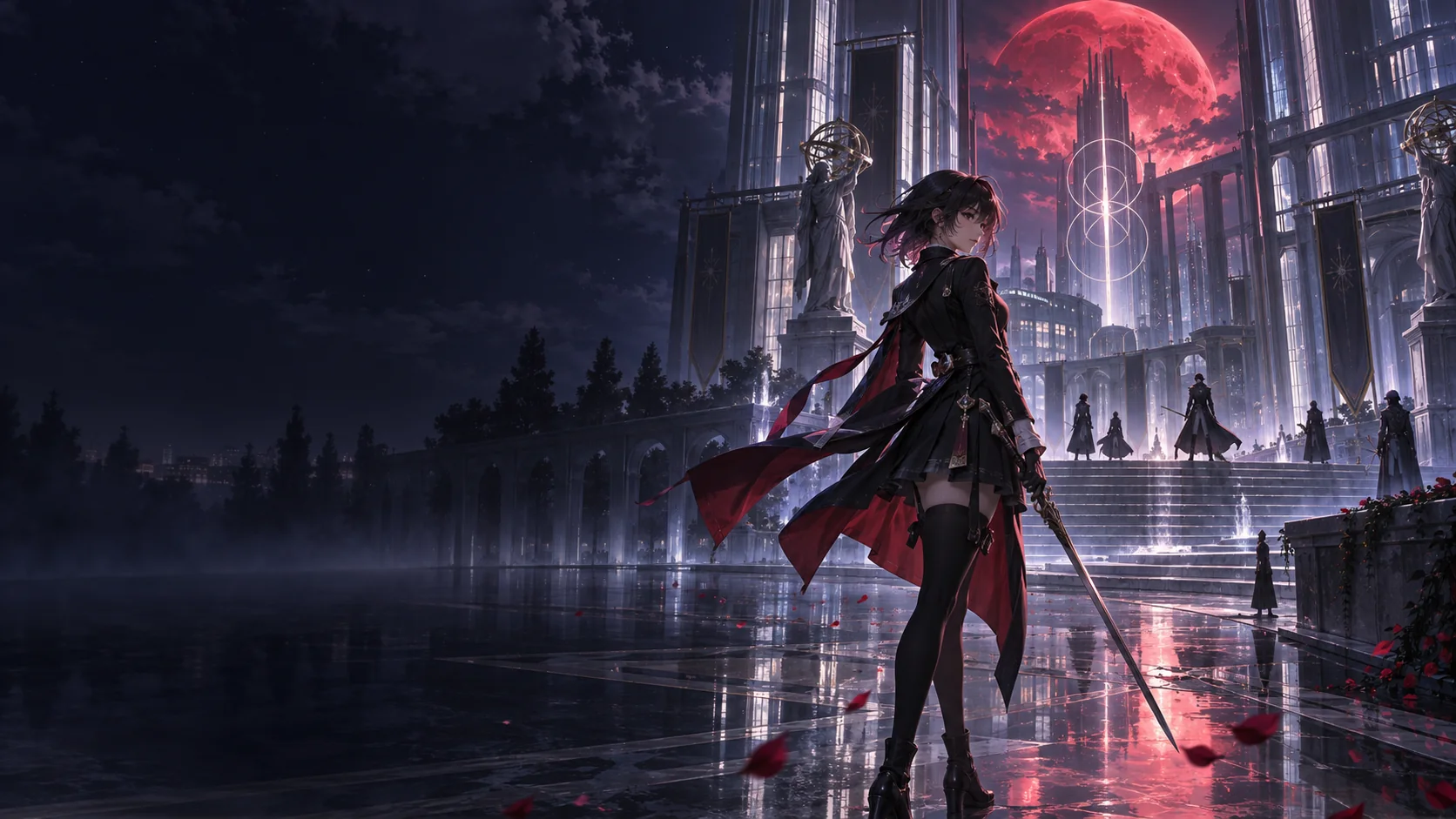 Atmospheric AI editorial artwork for Fate/EXTRA Record