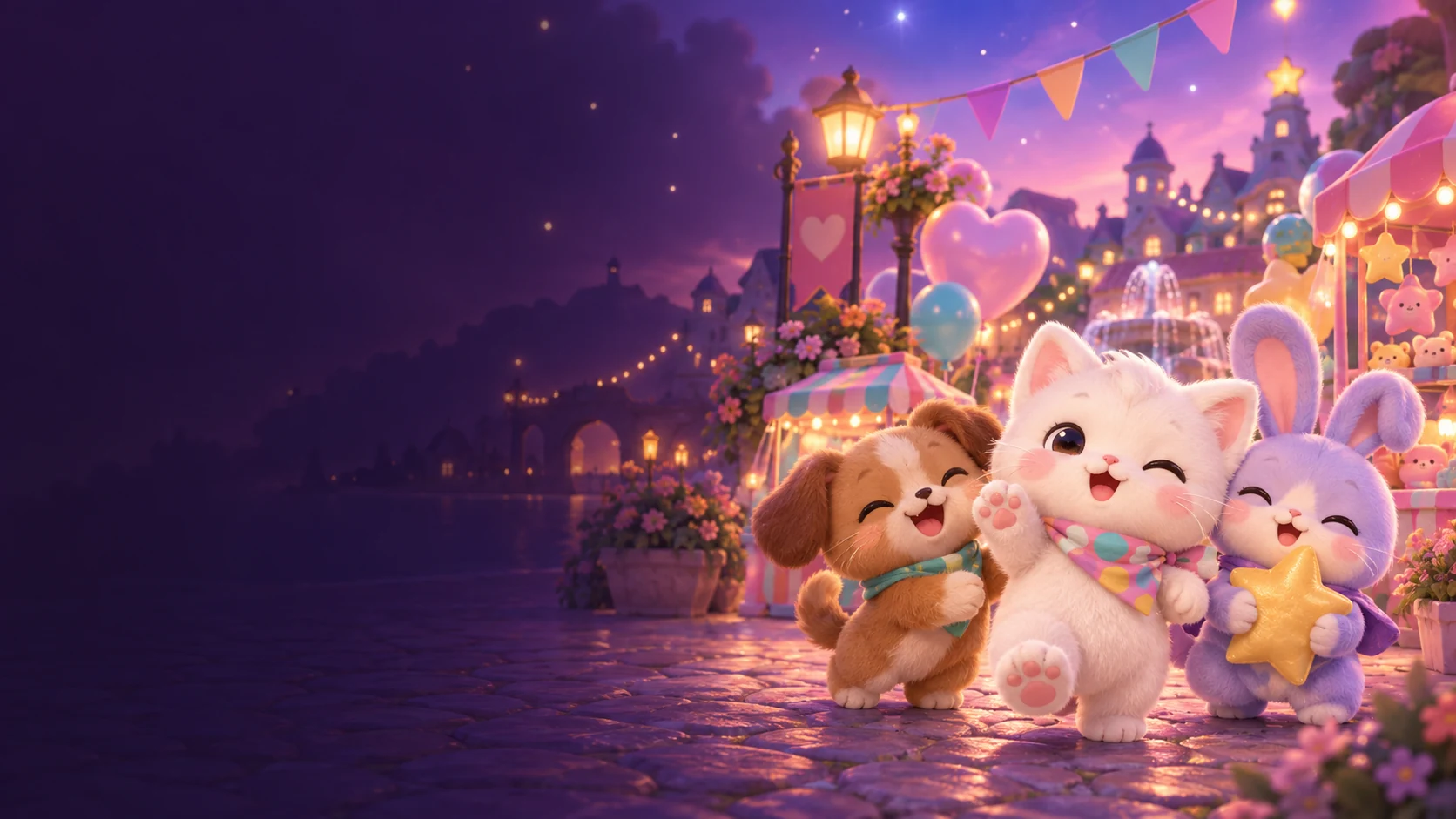 Atmospheric AI editorial artwork for Hello Kitty Party Land