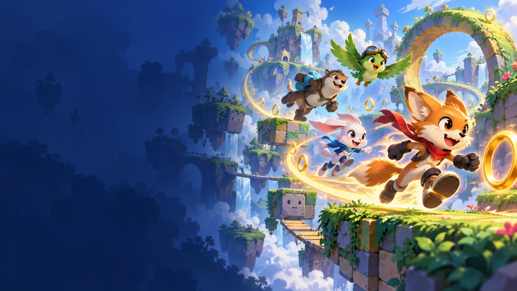 Atmospheric AI editorial artwork for Sonic Pico Park