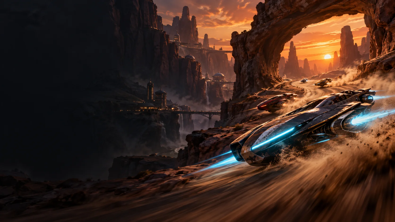 Atmospheric AI editorial artwork for Star Wars: Galactic Racer