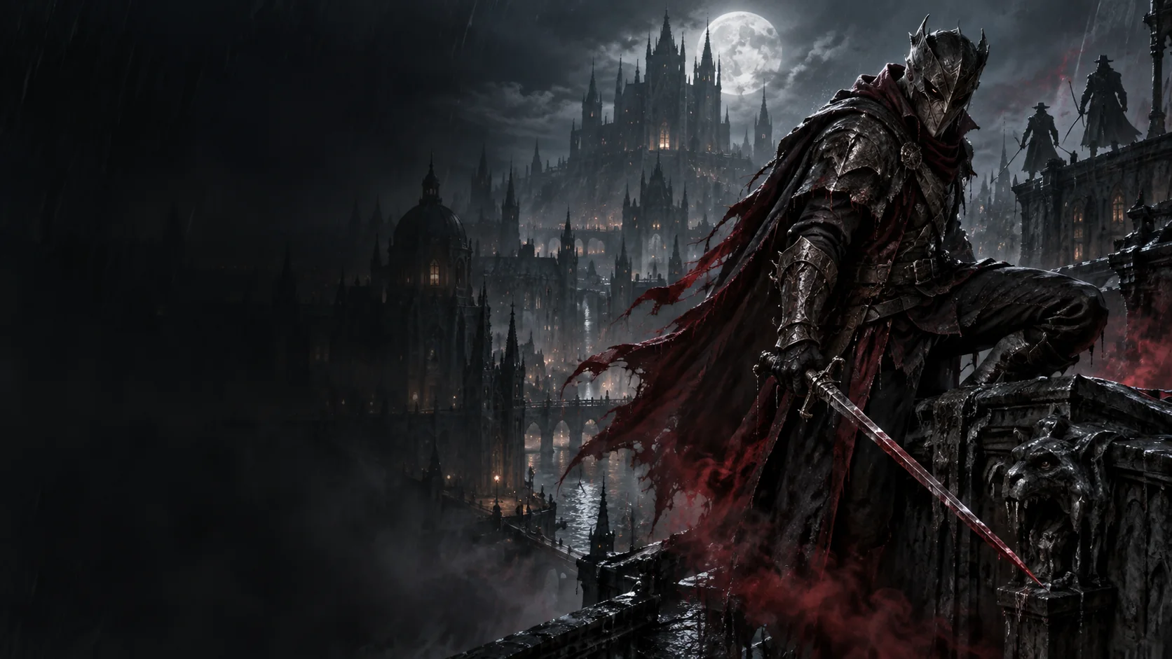 Atmospheric AI editorial artwork for The Duskbloods