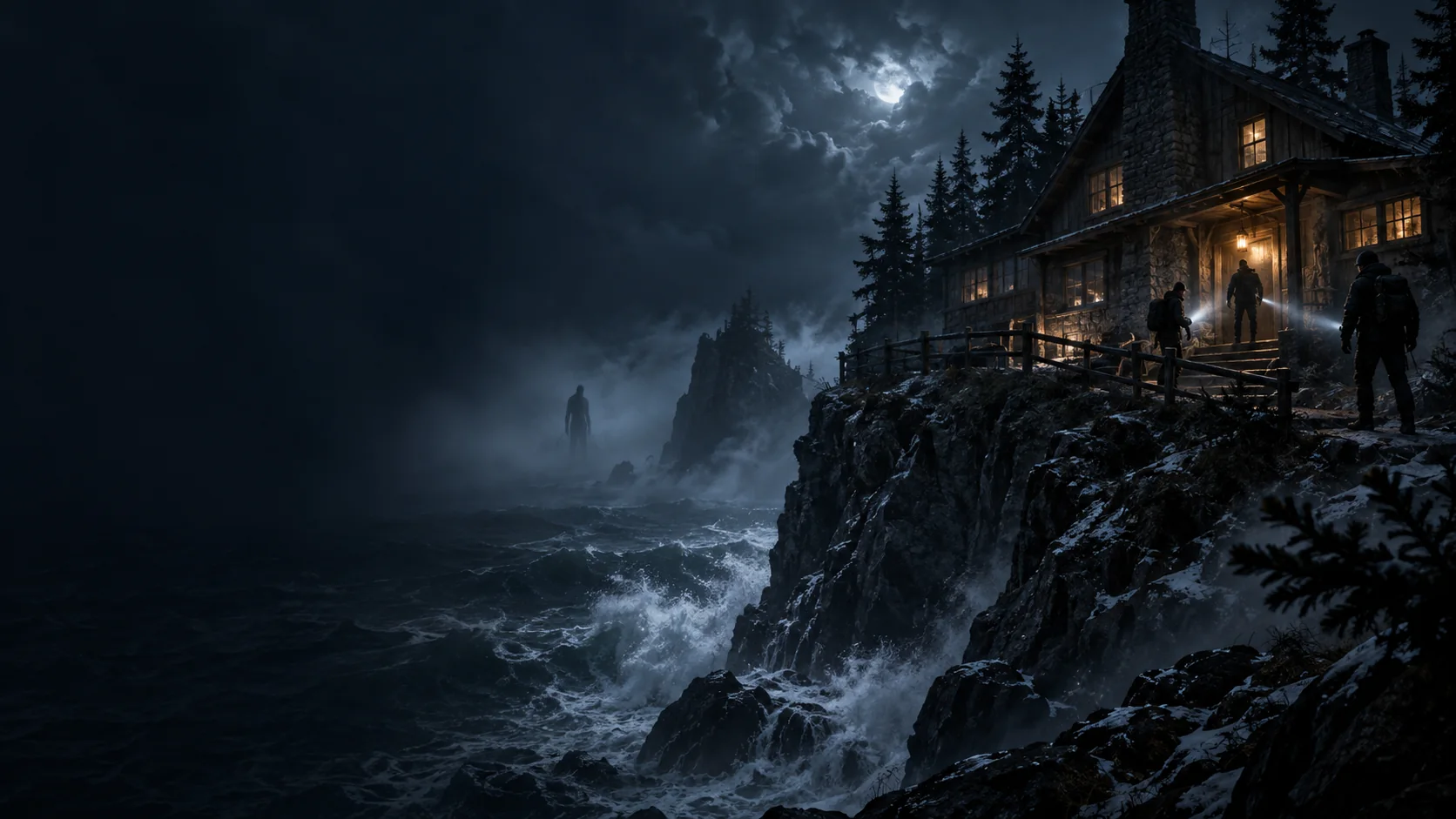 Atmospheric AI editorial artwork for Until Dawn 2