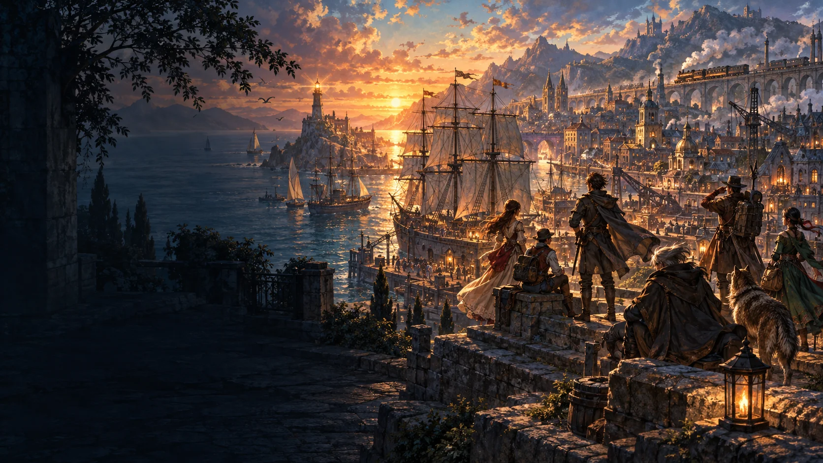Atmospheric AI editorial artwork for OCTOPATH TRAVELER II (Nintendo Switch 2)
